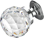Alzassbg 6 Pack Clear Crystal with Chrome Plated Drawer Knobs, 1-1/5 Inch(30mm) Cabinet Knobs Round Diamond Crystal Knobs for Drawers AL1002CP