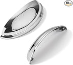 khtumeware 10 Pack 4" Drawer Pulls Polished Chrome Cabinet Cup Pulls Kitchen Hardware Cabinet Handles Drawer Handles Knobs 4 inch Hole Center