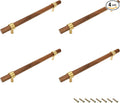 Drawer 8.66"/220mm Pulls Brass Walnut Kitchen Wardrobe Cabinet Hardware Pull Handle Adjustable Hole Distance with Screw, 4Pcs