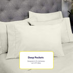 Full Size Bed Sheets - 6 Piece 1500 Supreme Collection Fine Brushed Microfiber Deep Pocket Full Sheet Set Bedding - 2 Extra Pillow Cases, Great Value, Full, ivory