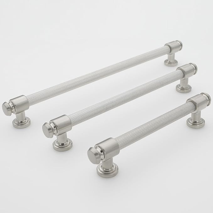 10 Pack 12-3/5 inch(320mm) Brushed Satin Nickel Kitchen Cabinet Handles Knurled Cabinet Pulls Silver Drawer Pulls Kitchen Cabinet Hardware Handles
