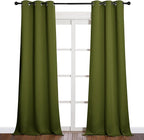 NICETOWN Patio Glass Door Christmas Panels, Blackout Curtains for Bedroom/Living Room, Privacy Panel Drapes for Dining Room and Guest Room (Olive Green, 42 inches Wide x 90 inches Long, 1 Pair)