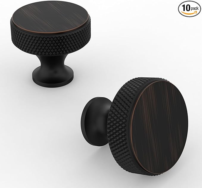 Asidrama 10 Pack Oil Rubbed Bronze Kitchen Cabinet Knobs Knurled Dresser Knob Drawer Knobs Cabinet Hardware Aluminum Knob for Dresser Drawers