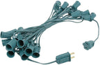 25 Foot C9 Purple Ceramic Christmas String Light Set - Outdoor Roofline Lights - Opaque Bulbs - Green Wire