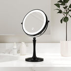 Nicesail 8” Desk Mirror with Light Dimmable 3 Colors Lighting, Magnifying Mirror with Lights and 1X/7X Magnification Makeup Vanity Mirror with Lights, Makeup Mirror for Home Hotel Desktop, Black 7X
