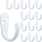 IBosins 15PCS Coat Hooks Wall Mounted Single Prong Robe Hook for Hanging Towel Hooks with 30 Screws for Bags, Hat, Cap, Scarf, Cup (White)