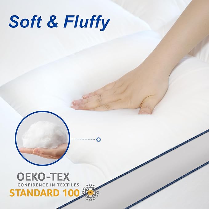 KAYFIA TwinXL Mattress Topper,Extra Thick Mattress Pad Cover for Deep Sleep,3D+7D Snow Down Alternative Fill Overfilled Plush Pillow Top Mattress with 8-23 Inch Deep Pocket-White
