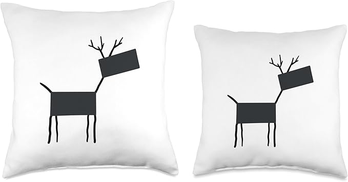 Cute Scandinavian Animals Designs Chic Deer Moose Scandinavian Elk Minimalism Reindeer Throw Pillow, 18x18, Multicolor