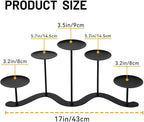 Iron Candle Holder Fireplace: 5 Metal Candelabra Centerpiece Decor - Candle Holder Stand for Candelabra Pillar Candles