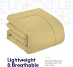 Sweet Home Collection 7 Piece Comforter Set Bag Solid Color All Season Soft Down Alternative Blanket & Luxurious Microfiber Bed Sheets, Camel, Twin XL