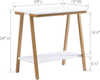 Leick Home 214312 Empiria Narrow Side Table with Shelf and Metal Frame, Wood End Table for Living Room Bedroom, White