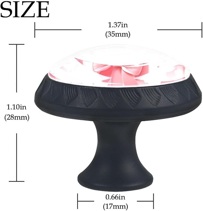 Pink Ribbon Bows on Striped White Pink Background Kitchen Cabinet Knobs, Decorative Dresser Knobs with Screws Pulls Handles Hardware Drawer Knobs for Home Furniture, 4 Pack