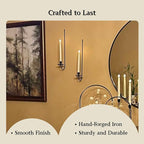 Wall Candle Holder Set of 2, Stylish Black Metal Wall Mount Candle Sconces, Modern Wall Decoration for Living Room, Farmhouse, Fireplace, and Weddings