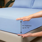 Mejoroom Queen Sheet Set - Hotel Luxury 1800 Sheets & Pillowcase Sets - Extra Soft Bed Sheets - Deep Pocket Fitted Sheet, Breathable, Wrinkle & Fade Resistant - 4 Piece (Queen,Light Blue)