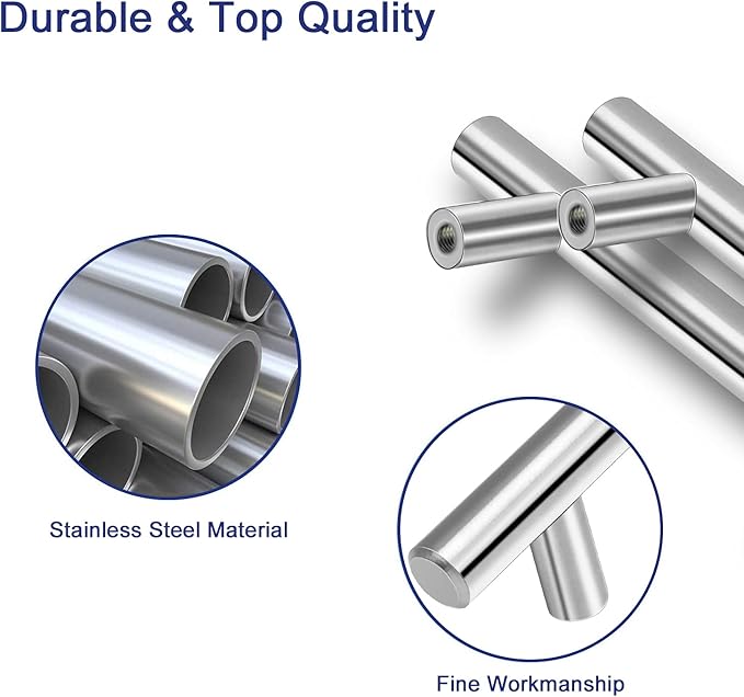 HBL' 6 Pack | 3 Inch Center to Center Brushed Nickel Cabinet Pulls Kitchen Cabinet Handles,Made of Stainless Steel,Ideal for Cabinet,Drawer,Cupboard and Wardrobe.