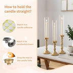 NUPTIO Gold Candlestick Holders Bulk: Set of 6 Tall Hurricane Glass Taper Candleholders - Vintage Candles Stick Stand for Wedding Bridal Shower Birthday Party Centerpiece Decor