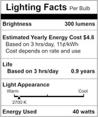 Simba Lighting Small Globe G16.5 Round Bulb 40W E12 Candelabra Base (10 Pack) for Chandelier, Ceiling Fan Light, Decorative Vanity Lights, Wall Sconce, Clear Glass 110V 120V, 2700K Warm White Dimmable