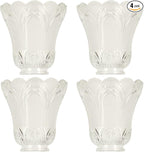 Clear & Frosted Ceiling Fans Light Covers Glass Shade, Transitional Style Replacement Glass Shade with Standard 2-1/8" Fitter Size, 4-4/5" high x 5" Diameter, Pack of 4