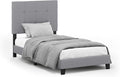 Furinno Laval Button Tufted Upholstered Platform Bed Frame, Twin, Glacier
