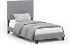 Furinno Laval Button Tufted Upholstered Platform Bed Frame, Twin, Glacier