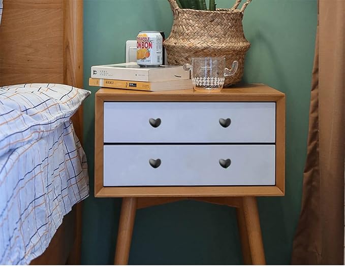 HUAMULAN 15PCS Semi Glossy Ceramic Knobs Heart Shape Cabinet Dresser Pulls Door Handles Cupboard Wardrobe Drawer,Semi Dull Black