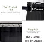 OWENIE Black Sheer Curtains, Sheer Curtains 96 inches Long 2 Panels Set, Rod Pocket Voile Fimly Sheer Drapes for Living Room/Bedroom, 2pcs, Each 59" W x 96" L