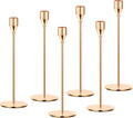 French Honey Gold Taper Candle Holders,Set of 6 Tall Taper Candlestick fit for 3/4" Thick Pillar Candle&Led Modern Metal Candle Stands Decorative Table Centerpieces for Dinning Party Church,Decorative
