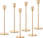 French Honey Gold Taper Candle Holders,Set of 6 Tall Taper Candlestick fit for 3/4" Thick Pillar Candle&Led Modern Metal Candle Stands Decorative Table Centerpieces for Dinning Party Church,Decorative