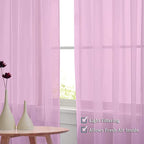 OVZME Light Pink Sheer Curtains 108 Inches Long, Light Filtering Semi Transparent Lightweight Voile Rod Pocket Window Curtains for Bedroom, Living Room, W42 x L108, Set of 2 Drape Panels