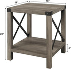 Walker Edison Sedalia Modern Farmhouse Metal X Side Table, 18 Inch, Grey Wash