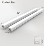 Under Cabinet Lighting Plug in, 32 Inch 2 Pcs, Linkable AC120V 3CCT 3000K/4000K/5000K Ultra Slim, LED Under Cabinet Lights for Counter Light, Kitchen, Shelf, Sink, Workshop, Desk, White