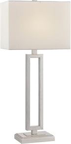 Britta Table Lamp – Modern Luxury Desk Lamp with Silver and White Finish, Commercial Grade Lighting for Living Room or Bedroom