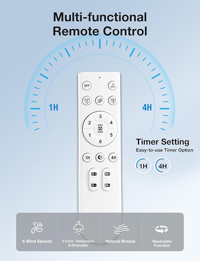 warmiplanet Flush Mount Ceiling Fan with Lights Remote Control, 52-Inch, Brushed Nickel, 3-Blades