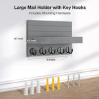 Key Holder for Wall, Decorative Key and Mail Holder with Shelf Has Large Key Hooks for Bags, Coats, Umbrella – Paulownia Wood Key Hanger with Mounting Hardware (9.8”W x 6.7”H x 4.2”D)
