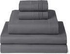 Mellanni Split King Sheets Set - 5 PC Iconic Collection Bedding - Hotel Luxury, Extra Soft, Cooling Bed Sheets - Wrinkle, Fade, Stain Resistant (Split King, Gray)