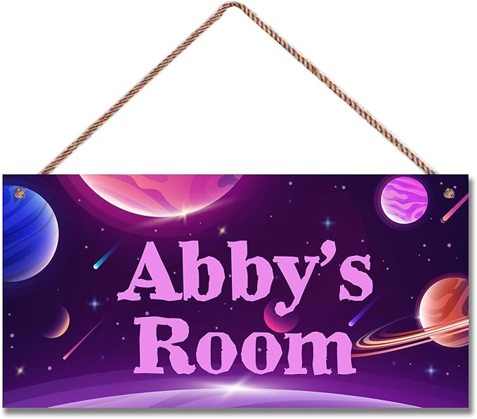 Personalized Universe Sign Funny Aerospace Themed For Kids Room Boys Bedroom Door Decor,Custom Name Wall Decor Decorative Plate for Nursery Girls Room