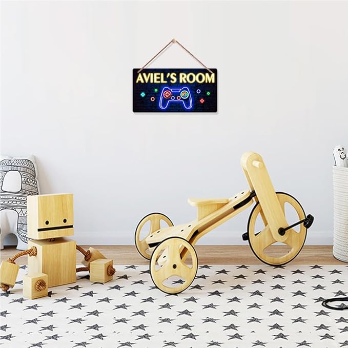 Personalized Name Game Room Decor, Custom Gaming Decor for Boys Bedroom, Video Game Room Decor, Wooden Game Room Sign, Hanging Game Room Accessories and Decor, Kids Playroom Decor