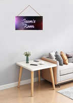 Personalized Outer Space Sign Universe Themed For Kids Room Nursery Baby Playroom Door Art Décor For Little Man Cave,Custom Name Stars Wall Decor Decorative Plate for Boys Room Girls Bedroom