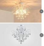 WUZUPS Crystal Chandelier Flushmount Ceiling Light Modern Lighting Fixture for Bedroom Hallway Bar Kitchen Bathroom, H 17.5'' x W 19.3'', E12 Base, White