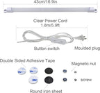 110V LED Under Cabinet Lighting,17inch LED Strip Light Bar with 6ft Power Cord,Magnetic Installation,Super Slim Counter Light,Reading Desk Lamp for Kitchen/Work Table.(White 6000K)