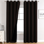ChrisDowa 100% Blackout Curtains 120 inch Long for Bedroom with Black Liner, 2 Thick Layers Total Blackout Thermal Insulated Grommet Long Window Curtains 2 Panels Set (Brown, 52 x 120 Inch)