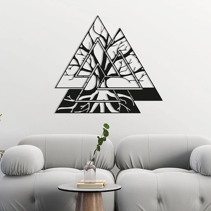 Metal Viking Wall Decor, Tree of Life Metal Wall Art, Norse Viking Decor, Norse Pagan Decor, Pagan Wall Decor, Tree of Life Wall Sculpture, Scandinavian Home Decor, Godly Home Decor (Black, 19"x19"|47x47cm)