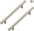 JOY DECOR 30 Pack Cabinet Handles, Brushed Nickel Cabinet Pulls, 5 in Hole Center Kitchen Cabinet Handles, Stainless Steel T Bar Handles for Dresser Drawers
