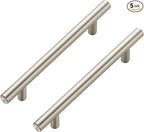JOY DECOR 5 Pack Cabinet Handles, Brushed Nickel Cabinet Pulls, 5 in Hole Center Kitchen Cabinet Handles, Stainless Steel T Bar Handles for Dresser Drawers