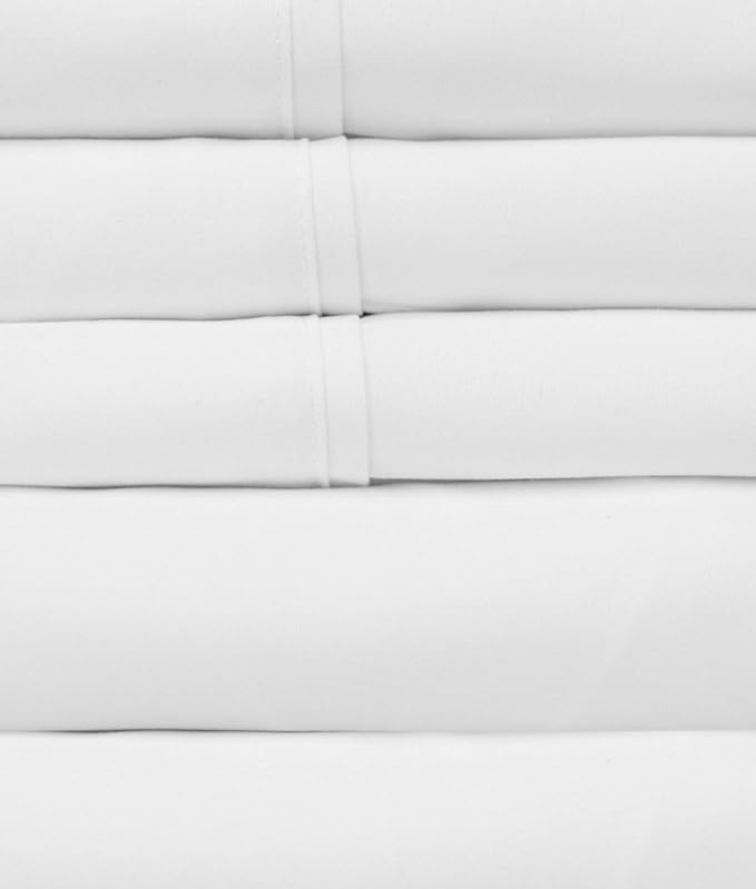 Cal King Size Bed Sheets - 6 Piece 1500 Supreme Collection Fine Brushed Microfiber Deep Pocket California King Sheet Set Bedding - 2 Extra Pillow Cases, Great Value, California King, White