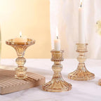 Glass Candlestick Holders Set of 6, Taper Candle Holder for Wedding Festival Christmas Party Valentine's Decor, Table Centerpieces (Amber)