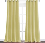 NICETOWN Paler Yellow Blackout Curtains 120" Long for Office, Dining Room, Guest Room, 55" Wide, 2 Pieces, Sound Reducing Heat and Cold Block Curtain Panels for Modern Decorative