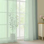 OWENIE Sage Green Sheer Curtain 90 Inches Long 2 Panels Set, Solid Filmy Drapes for Living Room Bedroom, Elegant Window Voile Sheer Curtain Panels Drapes, 2 Pcs, Each 59W x 90L Inch