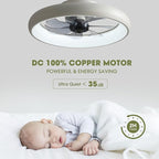 Ceiling Fans with Lights and Remote, 20'' Low Profile Flush Mount, 6 Wind Speeds, Modern Dimmable LED Ceiling Fan, Smart Ceiling Fan for Bedroom, Kids Room (White)