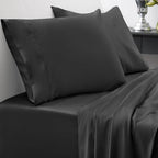 Full Size Comforter Set with Sheets - 7-Piece Bedding Collection - 1 Comforter, 1 Fitted Sheet, 1 Flat, 4 Pillowcases - Deep Pocket - Soft & Breathable Premium Quality - Ideal for All Seasons, Black